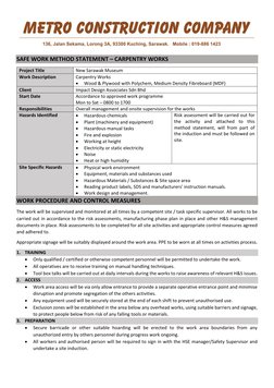 Carpentry Safe Work Method Statement | PDF | Personal Protective ...