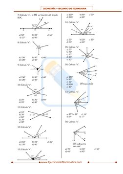 GEOMETRÍA – SEGUNDO DE SECUNDARIA 
 
www.EjerciciosdeMatematica.com 
 
7) Calcula “x”, si: OM  es bisectriz del án