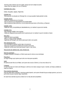 2 
-No llore más el dinero que Ud. gaste, porque así se le aleja la suerte. 
-Hacer Ebó con pájaro zun zun a Osanyin.