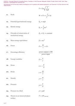 2/3/2019----Formulae Physics for Competitive Exams- Translation in Hindi, Kannada, Malayalam, Marathi, Punjabi, Sindhi, Sindh