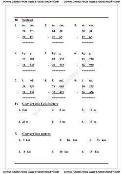 Class 3 Measurement Worksheet | PDF | Scientific Observation | Notation