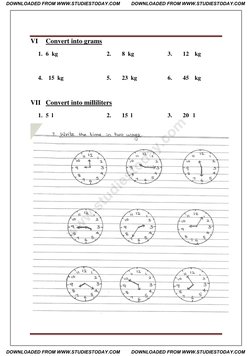 Class 3 Measurement Worksheet | PDF | Scientific Observation | Notation
