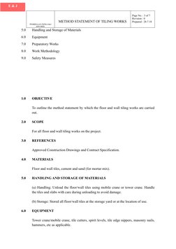 Tiling Works Method Statement | PDF | Tile | Personal Protective Equipment