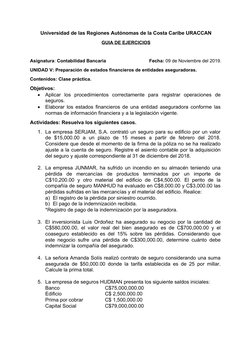 Contabilidad de Seguros: Ejercicios Prácticos | PDF | Seguro | Reaseguro