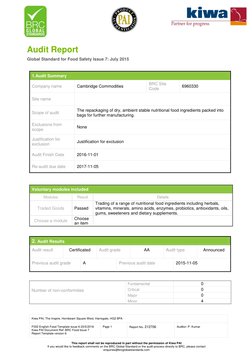 Kiwa PAI, The Inspire, Hornbeam Square West, Harrogate, HG2 8PA 
F002 English Food Template