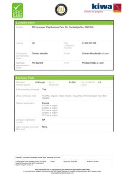 Kiwa PAI, The Inspire, Hornbeam Square West, Harrogate, HG2 8PA 
F002 English Food Template