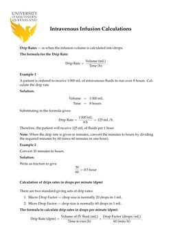 IV Infusion Rate Calculation Guide | PDF | Intravenous Therapy | Medicine