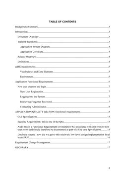 TABLE OF CONTENTS
Background/Summary.........................................................................................