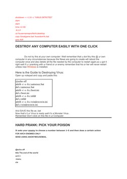 CMD Virus and Prank Code Examples | PDF | Computer Virus | Scripting ...