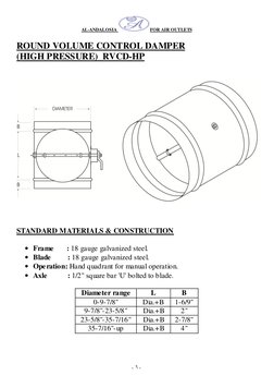 Rvcd Volume Control Damper Specifications | PDF | Pressure | Manufactured Goods