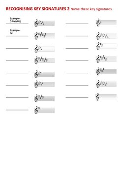 Signature Name Key Sample Key Signature Identification Worksheet | PDF