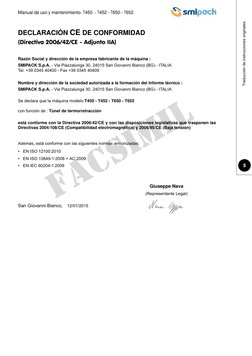 Manual de uso y mantenimiento  T450  - T452 - T650 - T652
5
Traducción de instrucciones originales
DECLARACIÓN CE DE CONFORMI