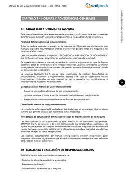 Manual de uso y mantenimiento  T450  - T452 - T650 - T652
9
Traducción de instrucciones originales
1.1
COMO LEER Y UTILIZAR E
