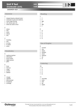 Unit 9 Test Answer Key | PDF | Communication
