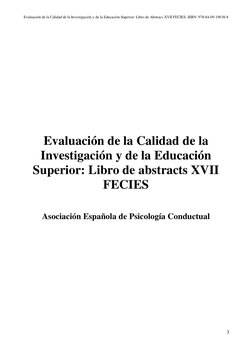 Evaluación de la Calidad de la Investigación y de la Educación Superior: Libro de Abstracs XVII FECIES. ISBN: 978-84-09-19638