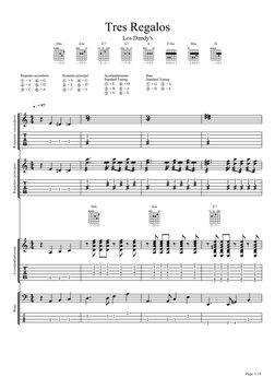Tres Regalos
Los Dandy's
Dm
1
3
2
-
-
-
Am
-
1
3
2
-
-
E7
-
-
1
-
2
-
A7
-
2
-
1
-
-
A
-
3
2
1
-
-
F#m
1
1
1
4
3
1
Bm
1
2
4
3
