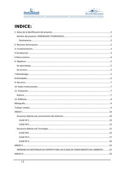 INDICE:
1- Datos de la identificación del proyecto:..........................................................................
