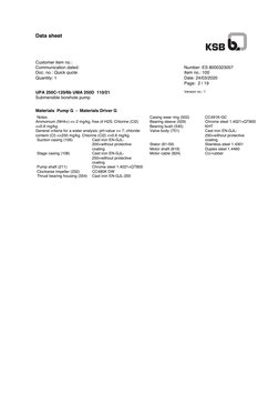 KSB Submersible Pump Data Sheet | PDF | Bearing (Mechanical) | Pump