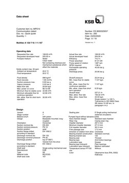 KSB Submersible Pump Data Sheet | PDF | Bearing (Mechanical) | Pump