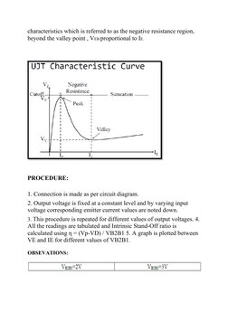 characteristics which is referred to as the negative resistance region, 
beyond the valley point , V
 
 
 
 
 
 
PROCEDURE: