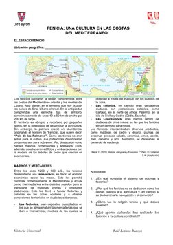 FENICIA: UNA CULTURA EN LAS COSTAS 
DEL MEDITERRÁNEO
EL ESPACIO FENICIO
Ubicación geográfica: _______________________________