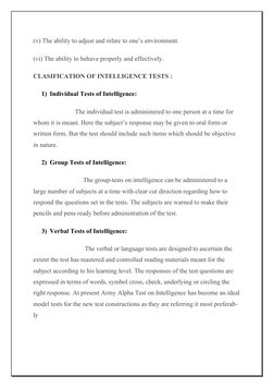 (v) The ability to adjust and relate to one’s environment. 
(vi) The ability to behave properly and effectively. 
CLASIFICATI