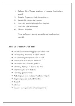 i.
Relation ship of figures, which may be either (a) functional (b) 
spatial
ii.
Drawing figures, especially human figures.
i