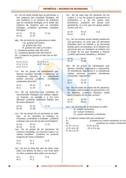 Ejercicios de Conjuntos para Secundaria | PDF | Enseñanza de matemática ...