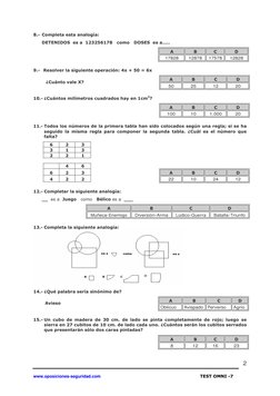8.- Completa esta analogía: 
 
DETENIDOS  es a  123256178   como   DOSES  es a..... 
A 
B 
C 
D 
 
17828 
12878 
17