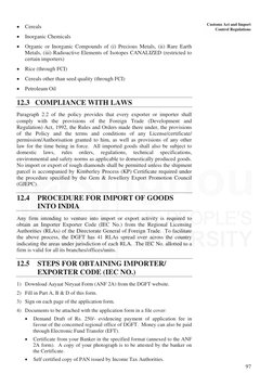 97
Customs Act and Import 
Control Regulations 
• Cereals 
• Inorganic Chemicals 
• Organic or Inorganic Compounds of (i)