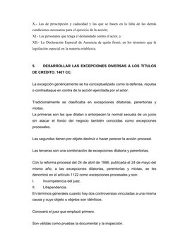 X.- Las de prescripción y caducidad y las que se basen en la falta de las demás
condiciones necesarias para el ejercicio de l