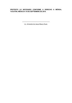 PROTESTO  LO  NECESARIO  CONFORME  A  DERECHO  A  MÉRIDA,
YUCATÁN, MÉXICO A 18 DE SEPTIEMBRE DE 2019.
_______________________