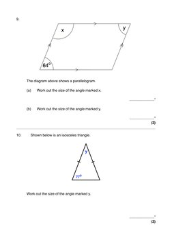 Grade 8 Angles Exam Questions | PDF | Triangle | Triangle Geometry
