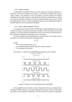 5 
 
1.2.2 Output compare 
La capacidad correspondiente para activar una salida en un momento específico, en 
función de una