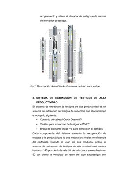 acoplamiento y retiene el elevador de testigos en la camisa
del elevador de testigos.
                  Fig 1. Descripción de