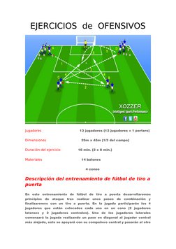 EJERCICIOS  de  OFENSIVOS
Jugadores                                     13 jugadores (12 jugadores + 1 portero)
Dimensiones
