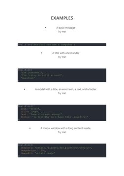 Sweetalert2 Examples SweetAlert2: Custom Alert Examples | PDF | Parameter (Computer ...
