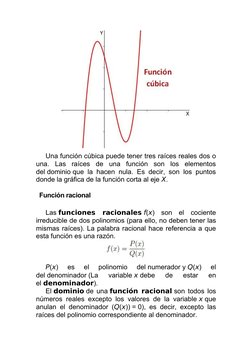 Una función cúbica puede tener tres raíces reales dos o
una.  Las  raíces  de  una  función  son  los  elementos
del dominio 