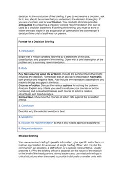 Military Briefing Formats Explained | PDF | Memorandum | Staff (Military)
