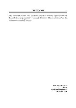 CERTIFICATE 
 
This is to certify that the Miss Aakanksha has worked under my supervision for her 
BA.LLB (hon.) project enti