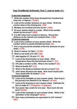 Term Math Y5 Mental Math Y5 SPRING | PDF | Elementary Mathematics | Numbers