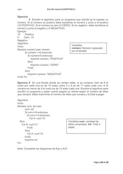 ucss 
[Escribir texto] ALGORITMICA I 
Ejercicio 
3  Escribir el algoritmo para un programa que solicita se le ingrese un
núme
