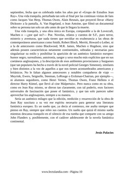 septiembre, fecha que es celebrada todos los años por el «Grupo de Estudios Jean
Ray». Una vida tranquila, perturbada tan sol