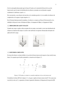 3 
Con lo cual queda demostrado que la fuerza P actúa en el centroide del área de la sección 
transversal y por lo tanto la d