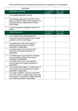 Irish Citizenship Application Checklist | PDF | Identity Document ...