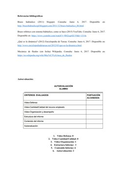 Referencias bibliográficas
Brazo  hidráulico  (2011)  blogspot.  Consulta:  Junio  6,  2017.  Disponible  en:
http://brazohid