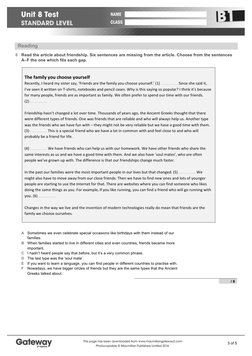 Gateway B1 Unit 8 Test Answers | PDF