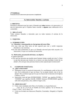 477436080.doc
Formación de nuevos intercesores para una nueva evangelización
La Intercesión: función y carisma
1. OBJETIVO
Pr