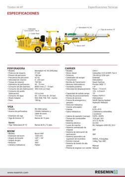CARRIER
Ÿ Modelo 
Ÿ Velocidad de desplazamiento
Ÿ Transmisión 
Ÿ Motor diesel 
Ÿ Frenos de emergencia y 
parqueo
Ÿ Tanque de