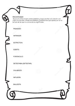 DICCIONARIO
 Busca en el diccionario estas palabras y luego escribe una oración con 
cada una de ellas. Añade las palabras y